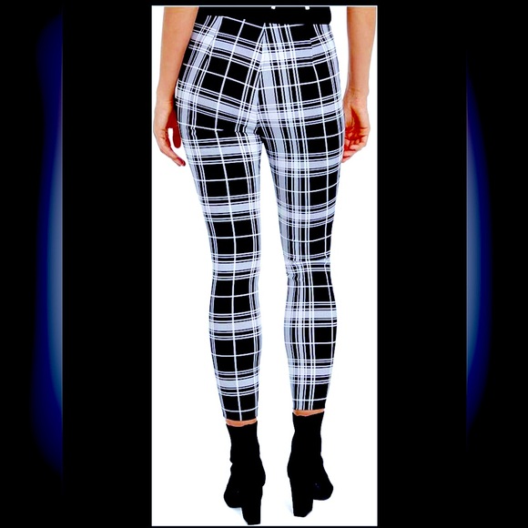 NWT MASION JULES ALL-OVER B&W PLAIDED 
BUSINESS DRESSY LEGGINGS/CASUAL PANTS - Picture 10 of 16